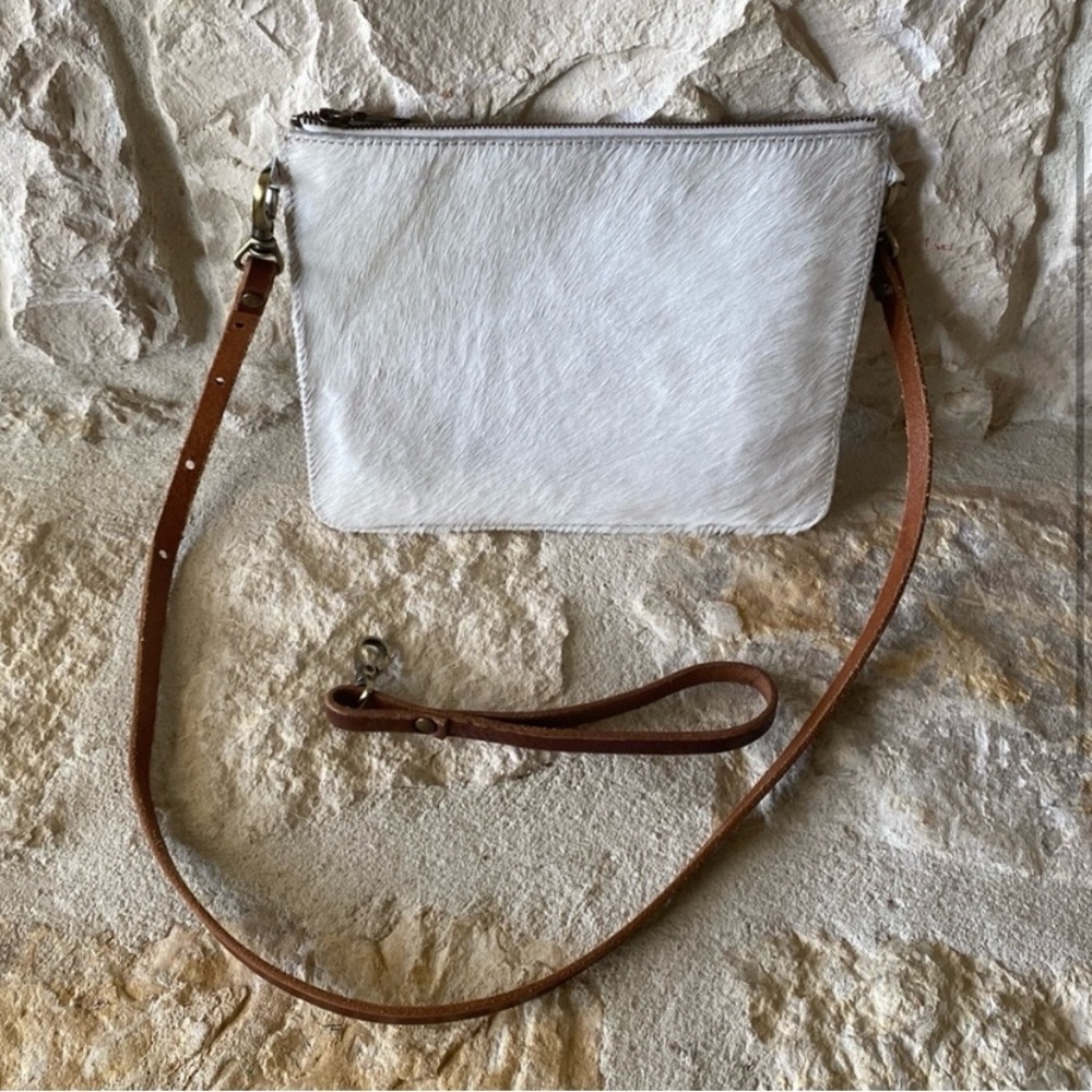 NWOT Hide White/Cream Leather Crossbody Bag